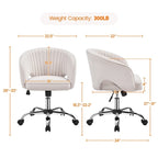 Sillón de oficina de terciopelo con respaldo de barril capitoné, ruedas giratorias, altura de asiento ajustable