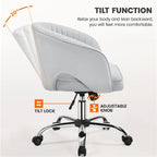 Sillón de oficina de terciopelo con respaldo de barril capitoné, ruedas giratorias, altura de asiento ajustable