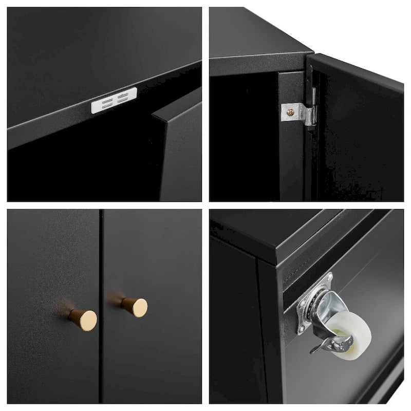 Archivador móvil de acero negro de 2 puertas – 1 Persona