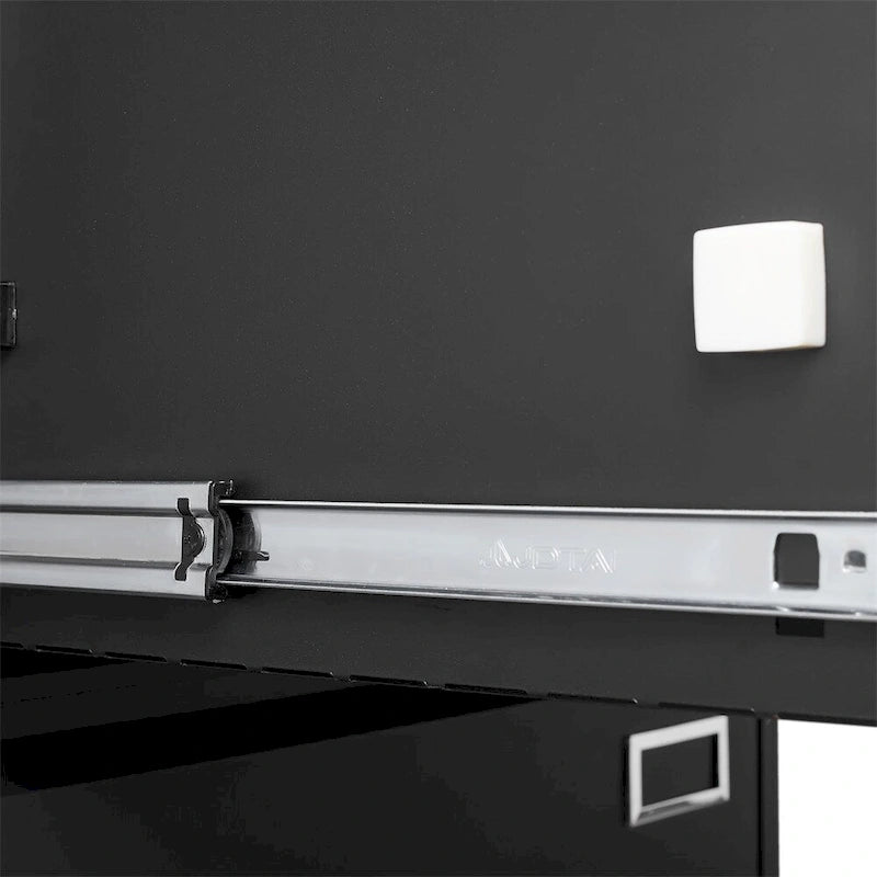 Archivador lateral de metal negro de 2 cajones con cerradura – 1 persona