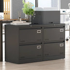Archivador lateral de metal negro de 2 cajones con cerradura – 1 persona