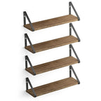 Estante de pared flotante quemado natural marrón, 17"L x 4.8"P, capacidad de 40 lb
