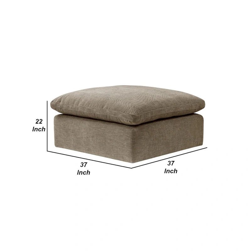 Puf Cuadrado de 37 Pulgadas, Cojín Superior Extraíble, Beige