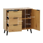 Armario de almacenamiento con 3 cajones y estante ajustable, armario de estilo escandinavo con puerta, armario auxiliar para sala de estar, oficina en casa