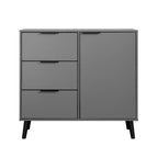 Armario de almacenamiento con 3 cajones y estante ajustable, armario de estilo escandinavo con puerta, armario auxiliar para sala de estar, oficina en casa