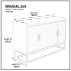 Aparador con 2 puertas, patas metálicas doradas y acabado en negro brillante