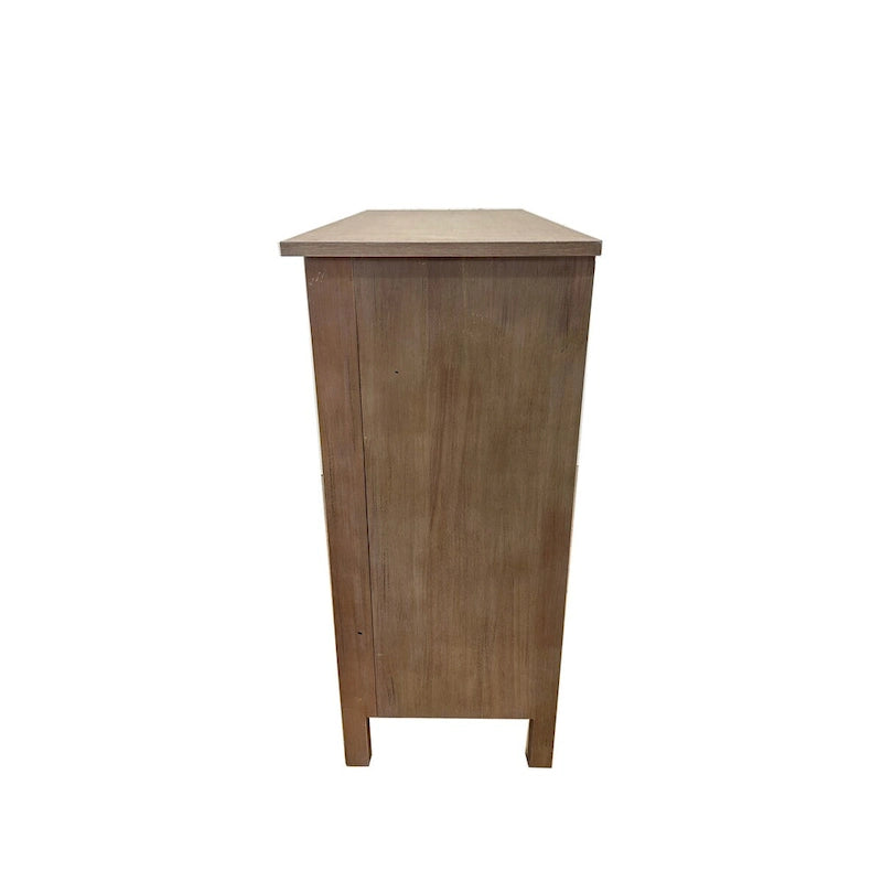 Gabinete marrón de 2 puertas tallado a mano, chapa de madera, montaje por 1 persona