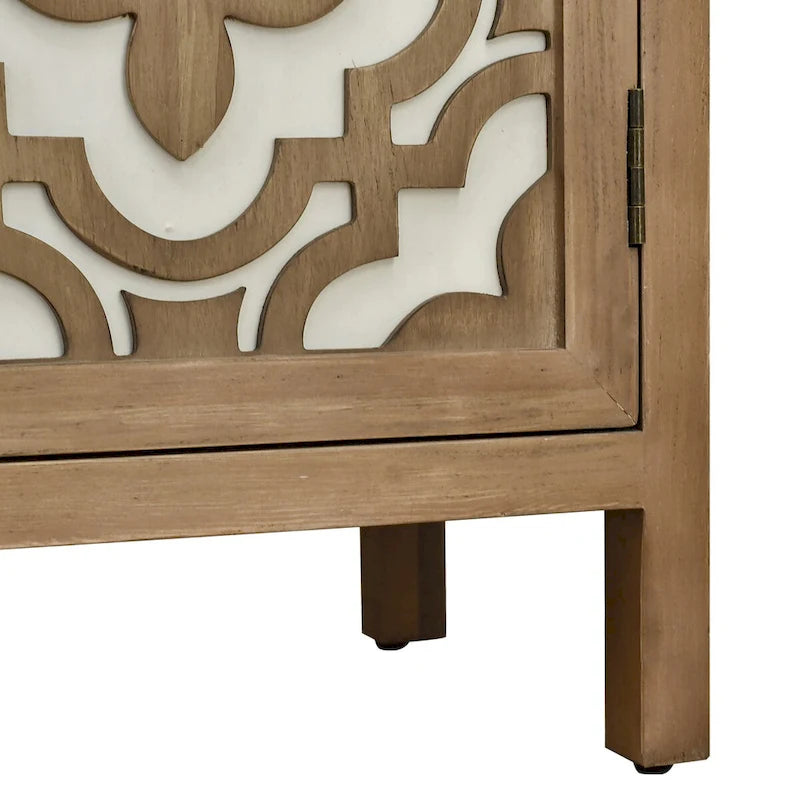 Gabinete marrón de 2 puertas tallado a mano, chapa de madera, montaje por 1 persona