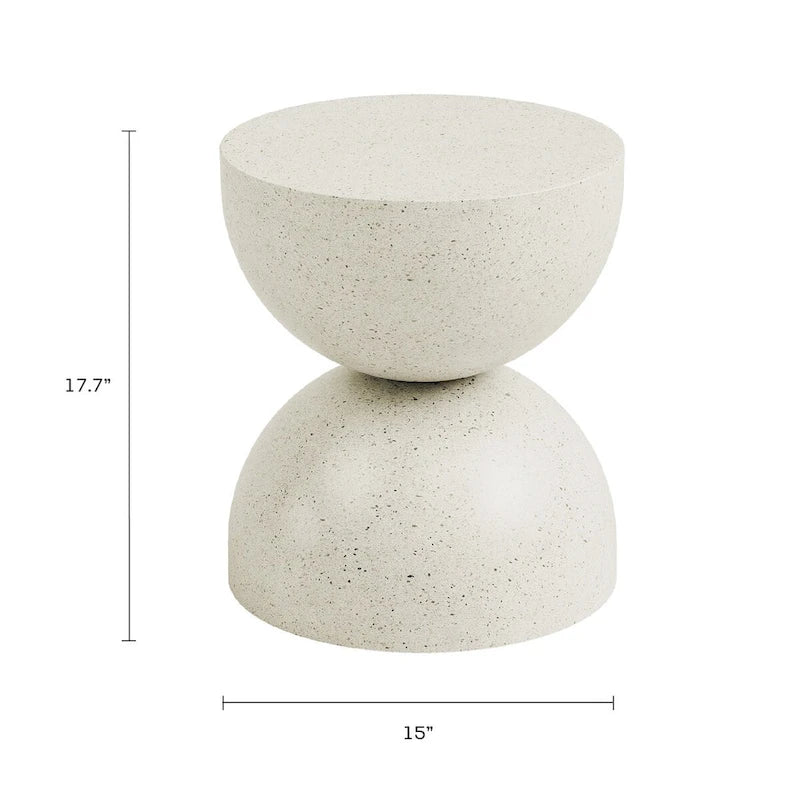 Mesa auxiliar de interior/exterior de piedra blanca con escamas doradas