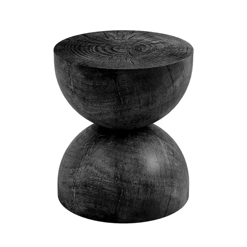 Mesa auxiliar de interior/exterior de piedra blanca con escamas doradas