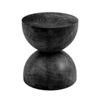 Mesa auxiliar de interior/exterior de piedra blanca con escamas doradas