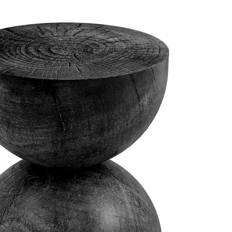 Mesa auxiliar de interior/exterior de piedra blanca con escamas doradas