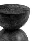 Mesa auxiliar de interior/exterior de piedra blanca con escamas doradas