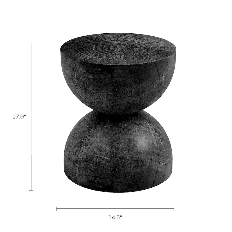Mesa auxiliar de interior/exterior de piedra blanca con escamas doradas