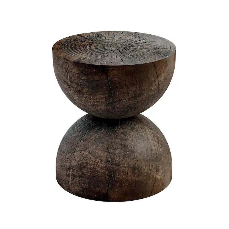 Mesa auxiliar de interior/exterior de piedra blanca con escamas doradas