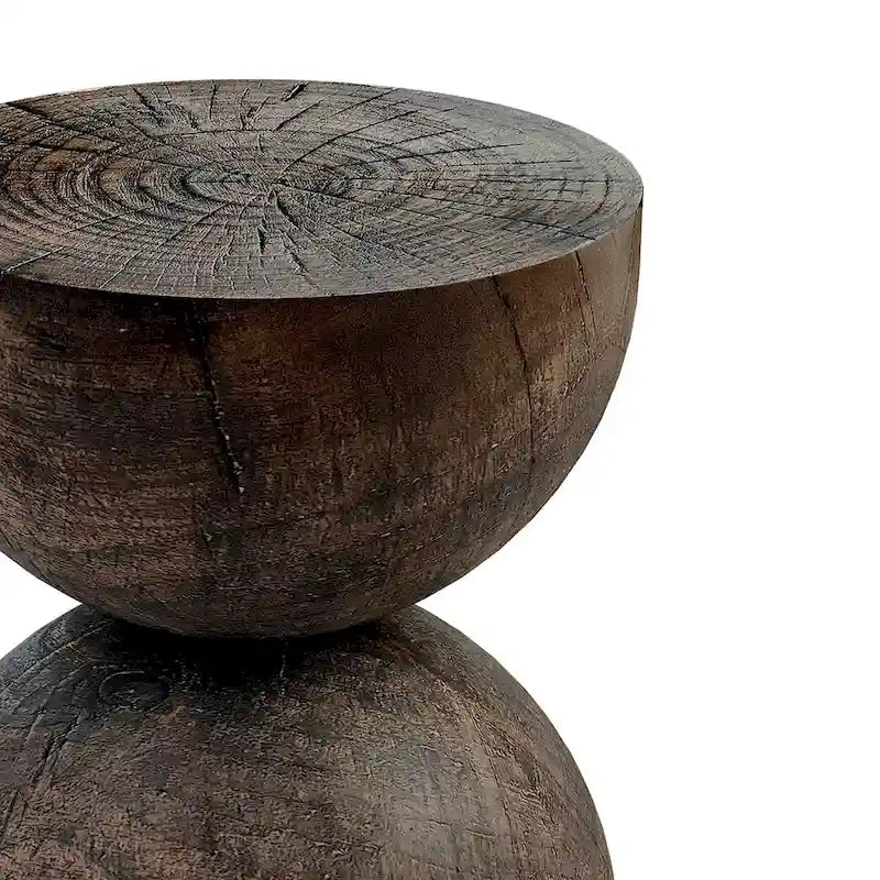Mesa auxiliar de interior/exterior de piedra blanca con escamas doradas