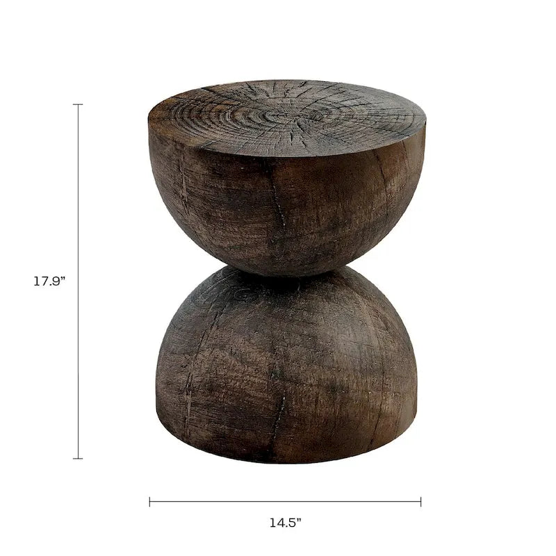 Mesa auxiliar de interior/exterior de piedra blanca con escamas doradas