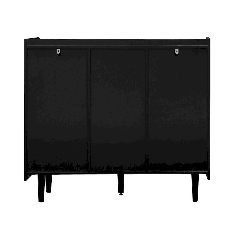 Aparador Buffet Negro y Rojo – 2 Cajones, 2 Estantes Abiertos, 1 Armario Cerrado