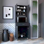Mueble de despensa de cocina de dos puertas Wengué Negro con cajón