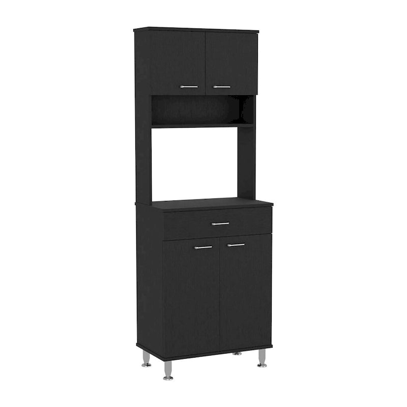 Mueble de despensa de cocina de dos puertas Wengué Negro con cajón