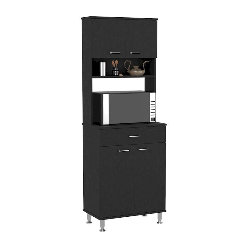 Mueble de despensa de cocina de dos puertas Wengué Negro con cajón