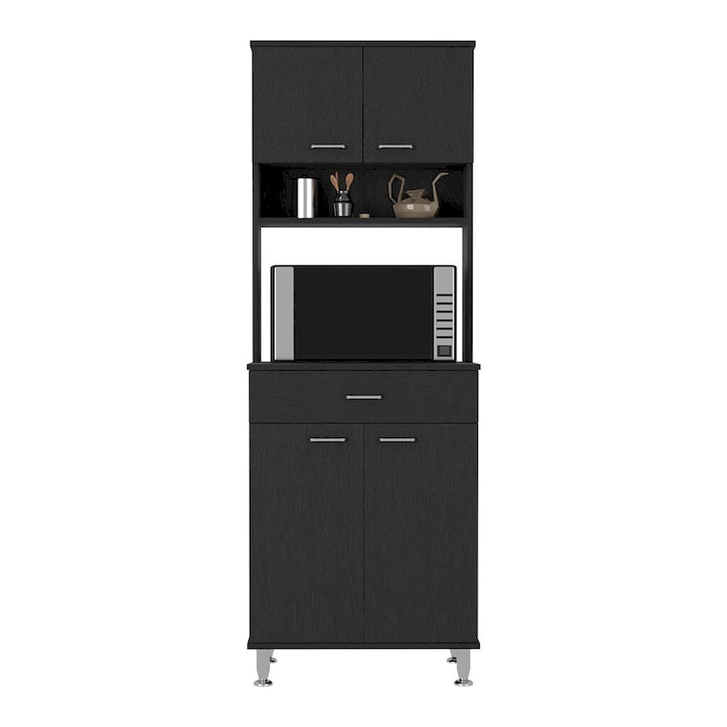 Mueble de despensa de cocina de dos puertas Wengué Negro con cajón