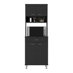 Mueble de despensa de cocina de dos puertas Wengué Negro con cajón
