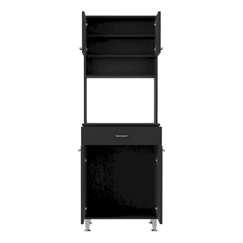 Mueble de despensa de cocina de dos puertas Wengué Negro con cajón