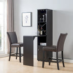 Mueble cafetero con mesa plegable, botellero y estante abierto, para 1 persona