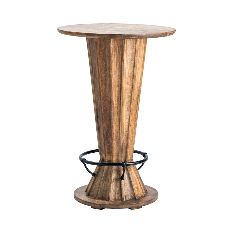 Mesa de pub redonda marrón, base de reloj de arena, para 2 a 4 personas | 71.1 cm de ancho x 71.1 cm de profundidad x 106.7 cm de alto
