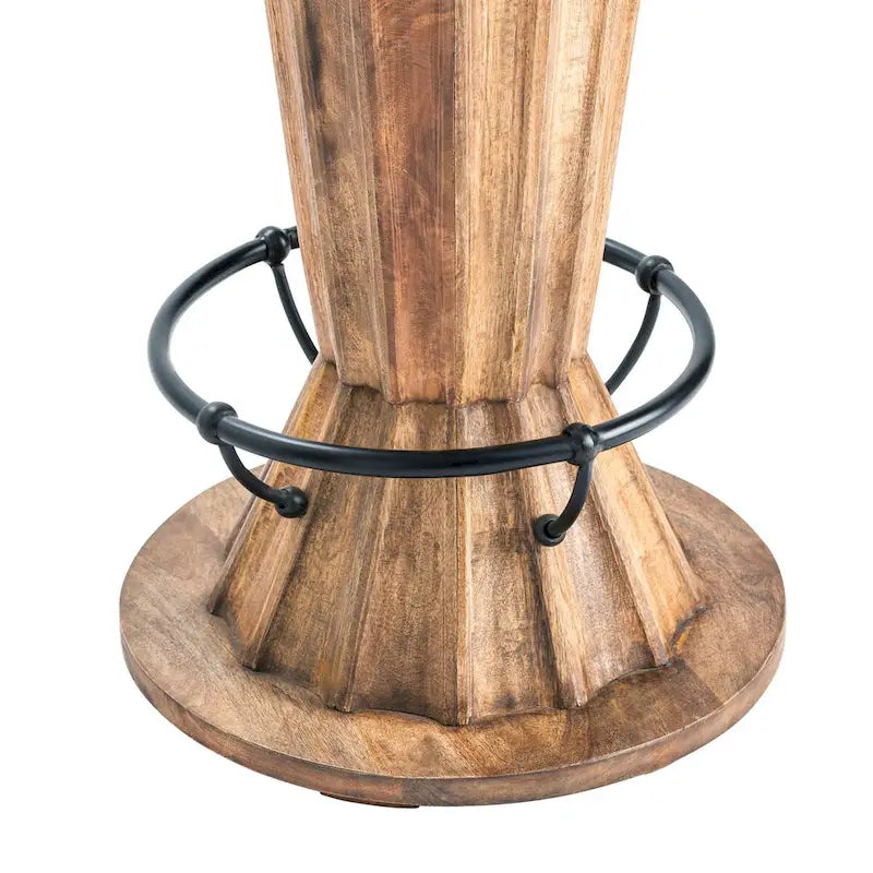 Mesa de pub redonda marrón, base de reloj de arena, para 2 a 4 personas | 71.1 cm de ancho x 71.1 cm de profundidad x 106.7 cm de alto