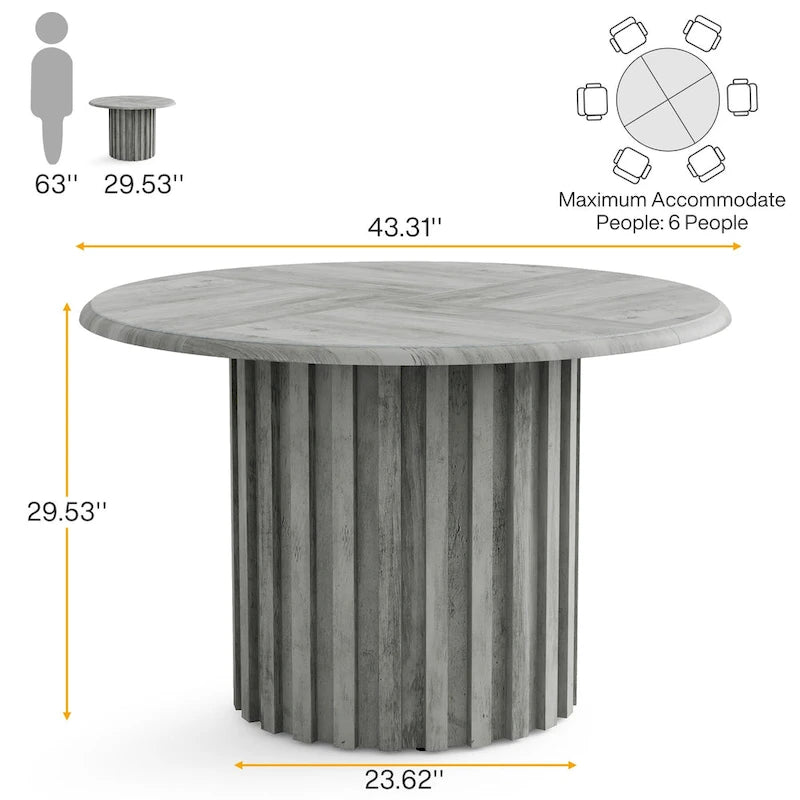 Mesa de comedor moderna redonda de 43.3 pulgadas para 4 personas para comedor