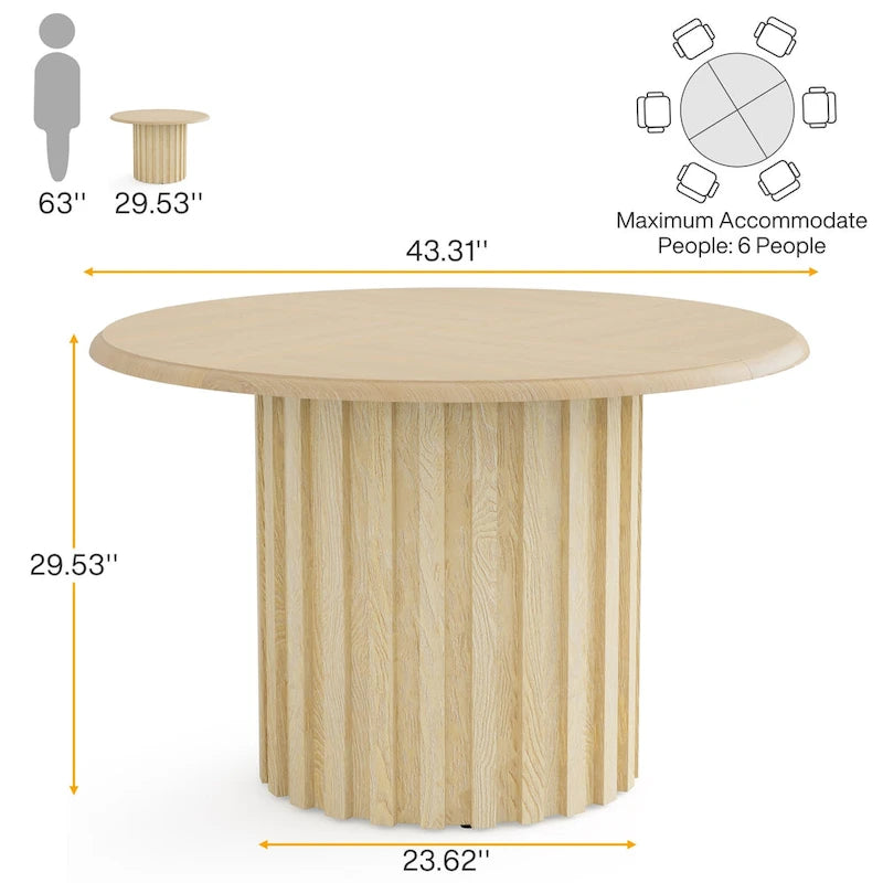 Mesa de comedor moderna redonda de 43.3 pulgadas para 4 personas para comedor