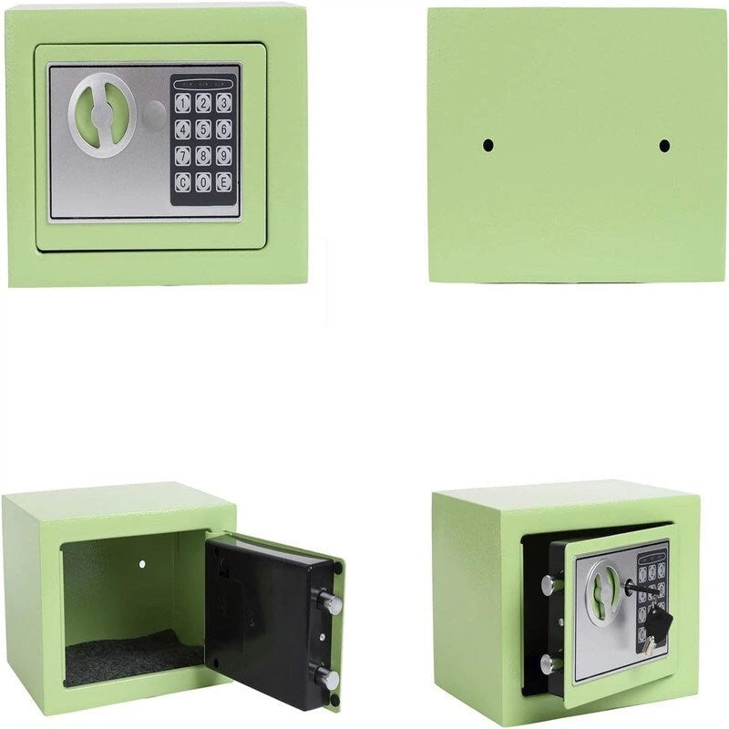 Caja fuerte digital con teclado, montable en pared/suelo, un solo usuario – Blanco / Verde claro / Azul / Rosa / Negro / Rojo