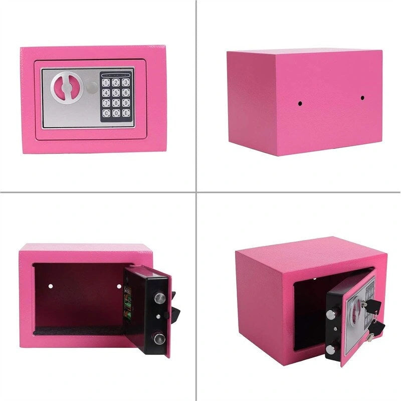 Caja fuerte digital con teclado, montable en pared/suelo, un solo usuario – Blanco / Verde claro / Azul / Rosa / Negro / Rojo