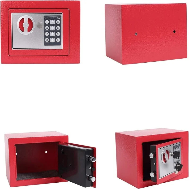 Caja fuerte digital con teclado, montable en pared/suelo, un solo usuario – Blanco / Verde claro / Azul / Rosa / Negro / Rojo