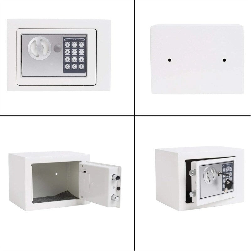 Caja fuerte digital con teclado, montable en pared/suelo, un solo usuario – Blanco / Verde claro / Azul / Rosa / Negro / Rojo