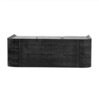 Aparador curvo de madera natural lavada / negro antiguo con tiradores dorados – Estilo retro, almacenamiento de 2 puertas