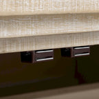 Aparador curvo de madera natural lavada / negro antiguo con tiradores dorados – Estilo retro, almacenamiento de 2 puertas