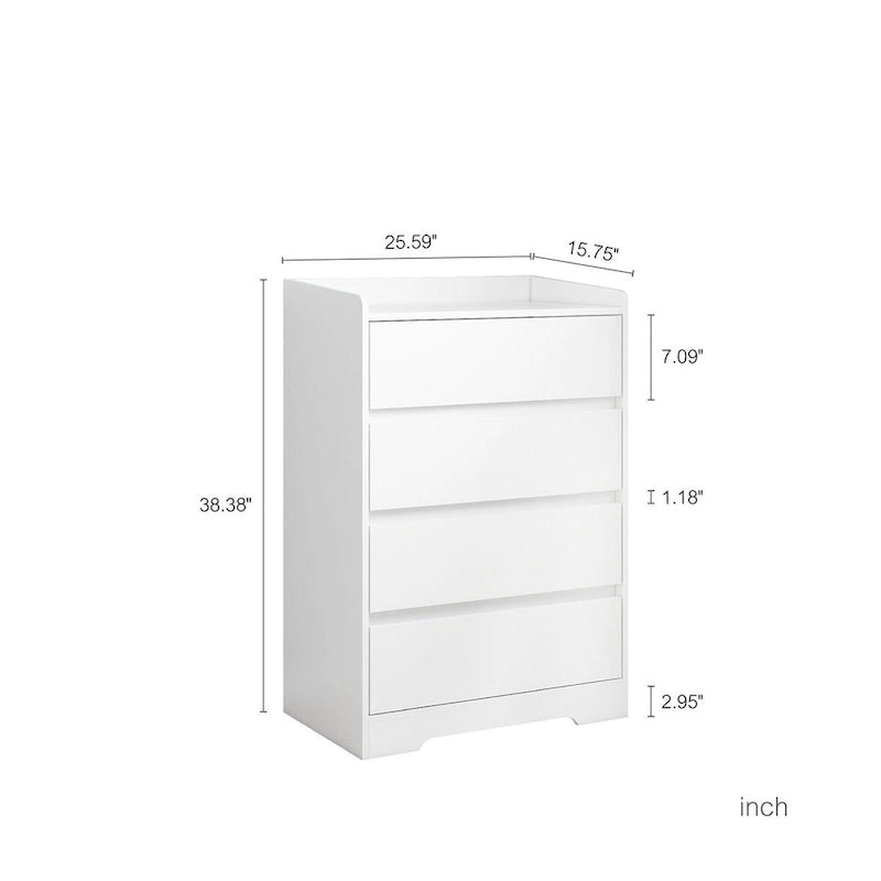 Cómoda/Gabinete de 4 Cajones Blanca/Negra – Estilo Minimalista Moderno
