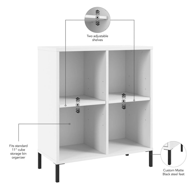 Organizador de Almacenamiento de 4 Cubos Blanco, Estilo Moderno, Ensamblaje por 1 Persona