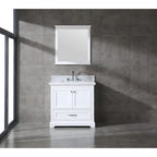 Juego de tocador de baño blanco/gris de 36" con un solo lavabo y espejo, para 1 persona