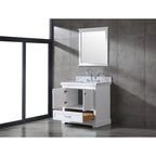 Juego de tocador de baño blanco/gris de 36" con un solo lavabo y espejo, para 1 persona