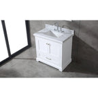 Juego de tocador de baño blanco/gris de 36" con un solo lavabo y espejo, para 1 persona