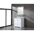 Juego de tocador de baño blanco/gris de 36" con un solo lavabo y espejo, para 1 persona