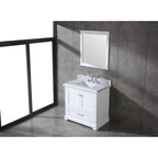 Juego de tocador de baño blanco/gris de 36" con un solo lavabo y espejo, para 1 persona
