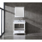 Juego de tocador de baño blanco/gris de 36" con un solo lavabo y espejo, para 1 persona
