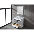 Juego de tocador de baño blanco/gris de 36" con un solo lavabo y espejo, para 1 persona