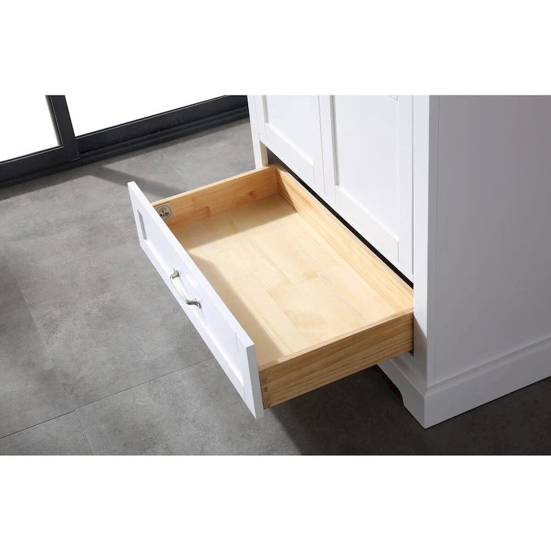 Juego de tocador de baño blanco/gris de 36" con un solo lavabo y espejo, para 1 persona
