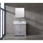 Juego de tocador de baño blanco/gris de 36" con un solo lavabo y espejo, para 1 persona